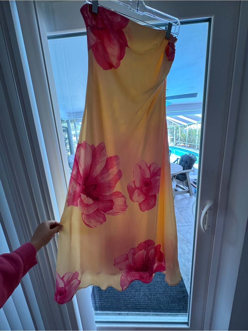 Trixxi Yellow Dress with Pink Floral Print